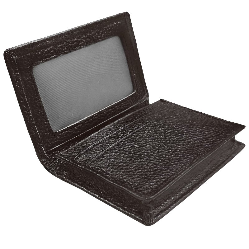 Outrip Genuine Leather Business Card Holder Name Card Case Credit Card Wallet with ID Window RFID Blocking (Coffee) - Image 1